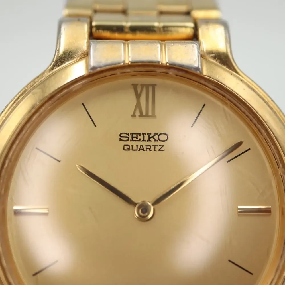 Vintage Seiko Gold Tone Watch Unisex 32mm Date Dial 7N29-6090 w New Battery